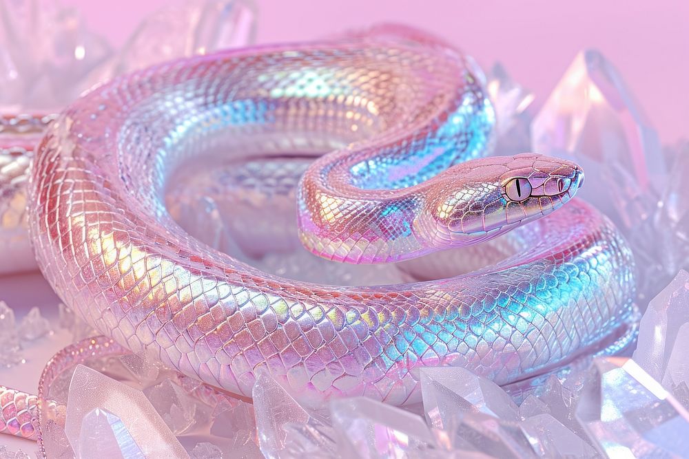 Snake holography reptile jewelry purple.