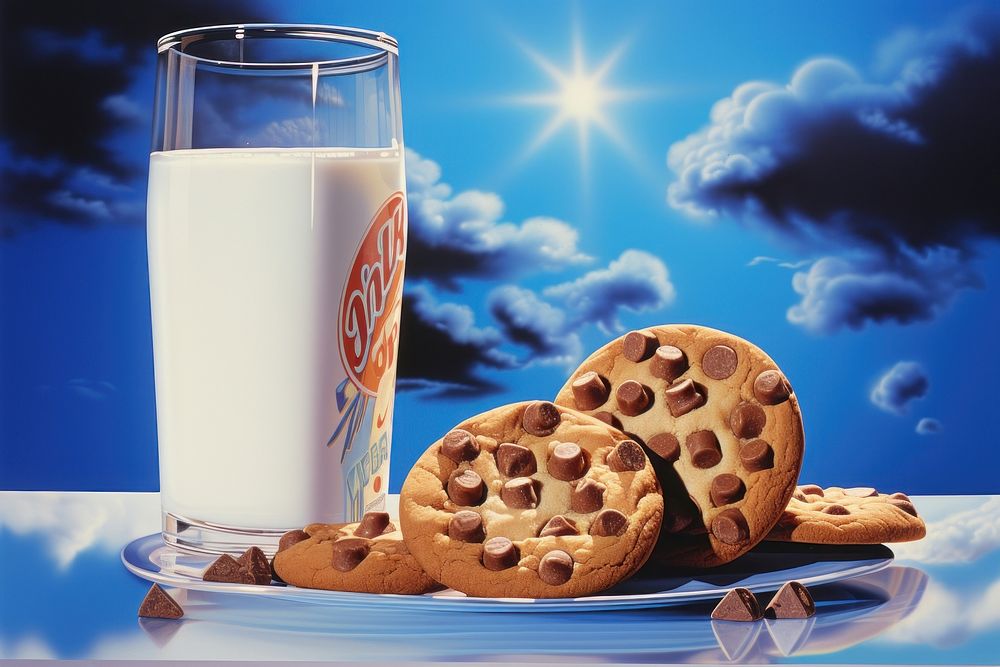 Milk and chocolate chips dairy food confectionery.