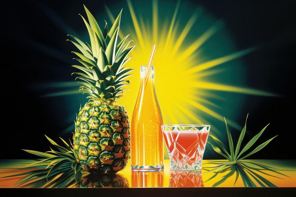 Pineapple juice fruit drink plant.