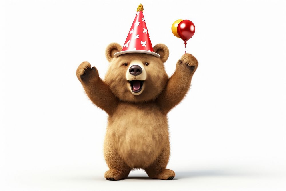 Bear wearing party hat celebration mammal toy.