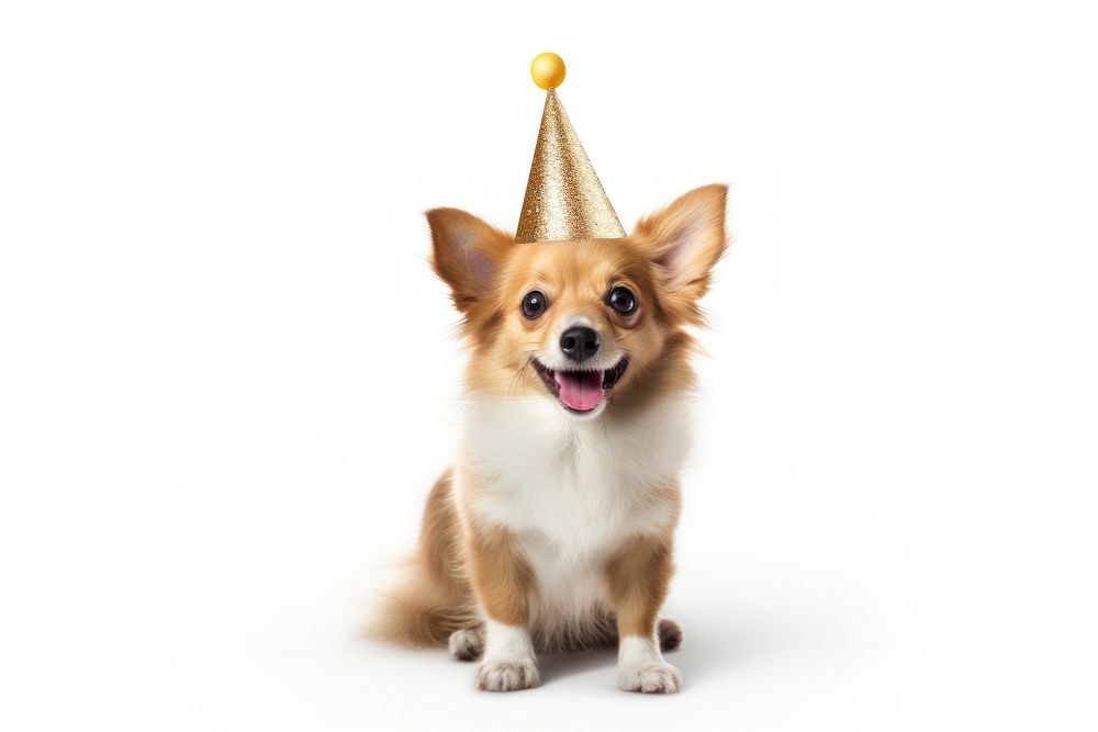 Dog wearing party hat celebration mammal animal.
