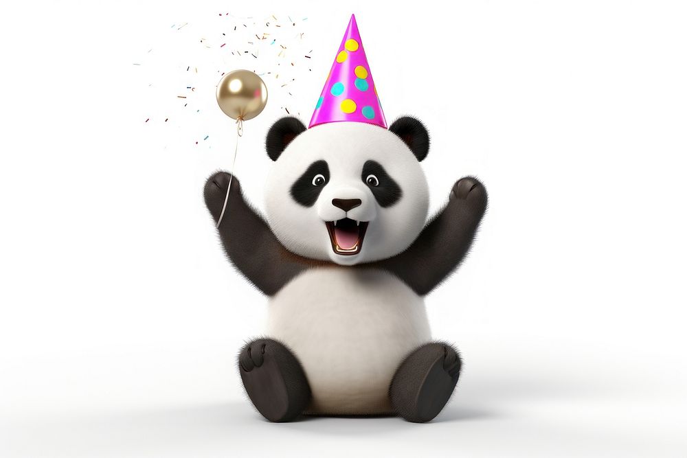 Panda wearing party hat celebration mammal animal.
