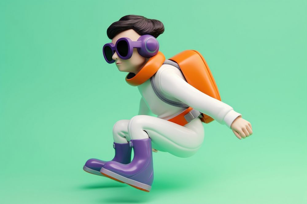 Astronaut cartoon figurine glasses. AI generated Image by rawpixel.
