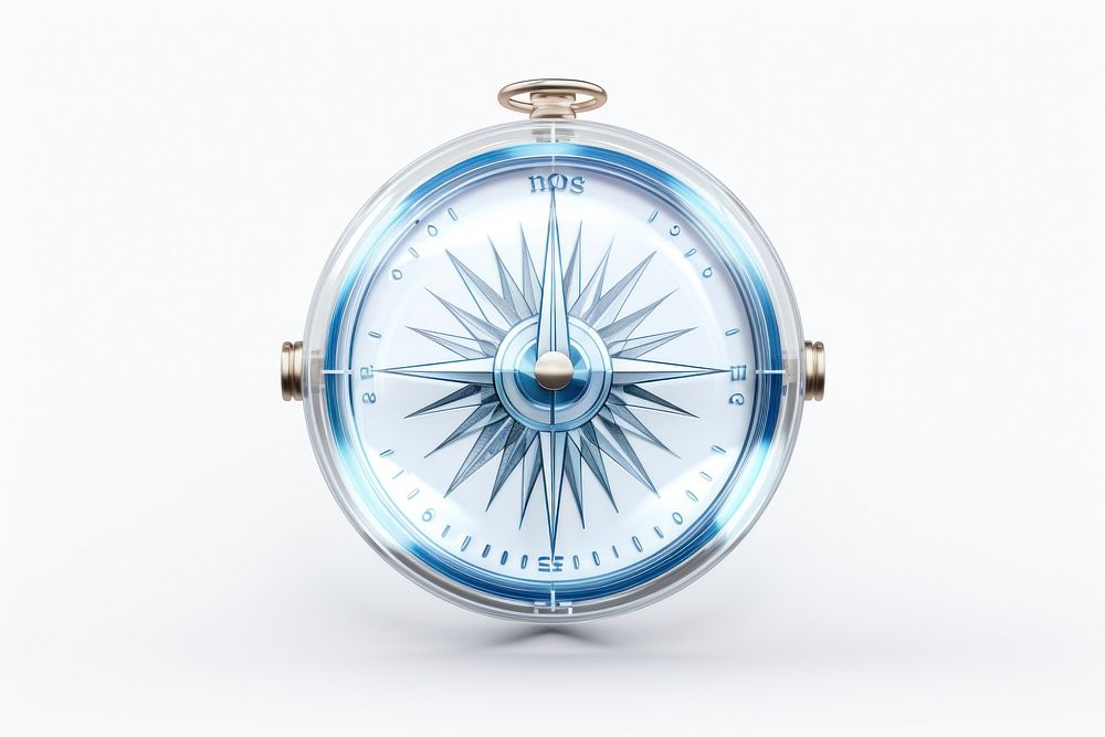 Compass white background wristwatch technology.