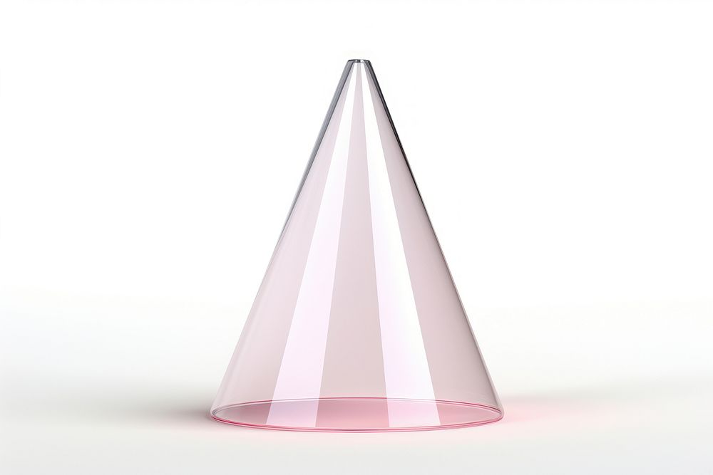Cone transparent glass white background celebration lighting.