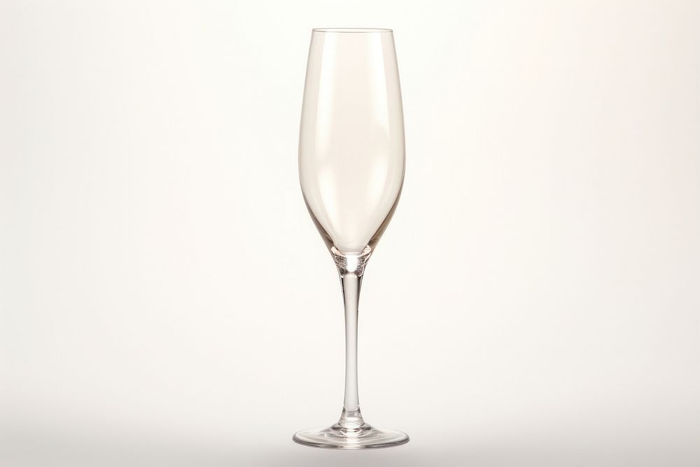 Champagne glass transparent glass drink wine white background.