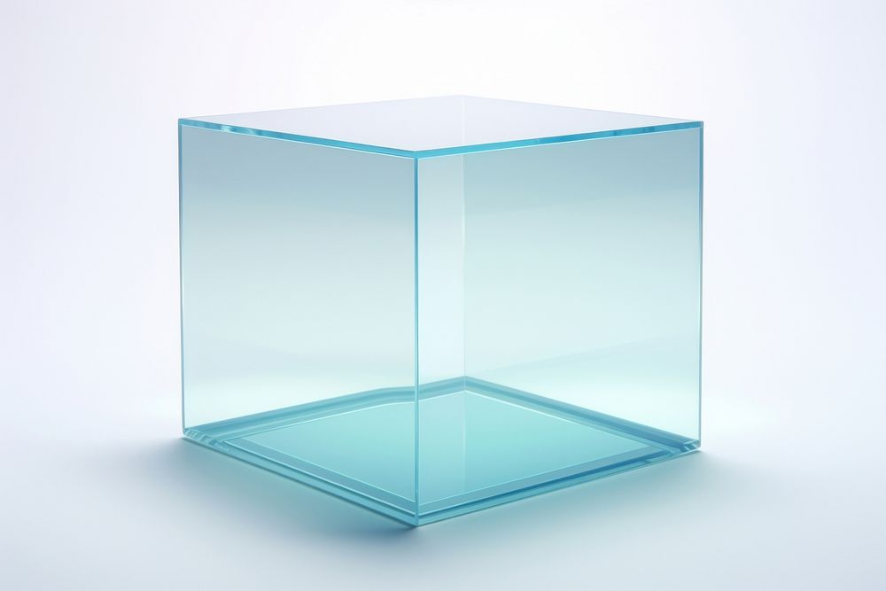 Cuboid transparent glass white background simplicity rectangle.