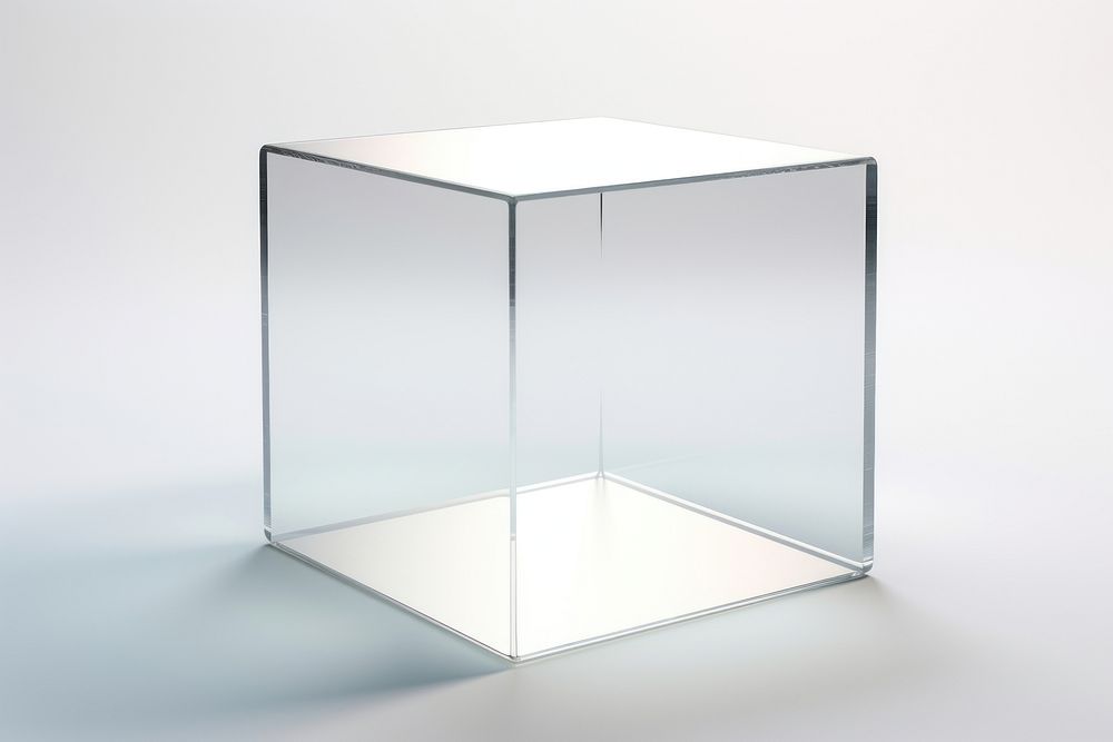 Cuboid transparent glass furniture white background simplicity.