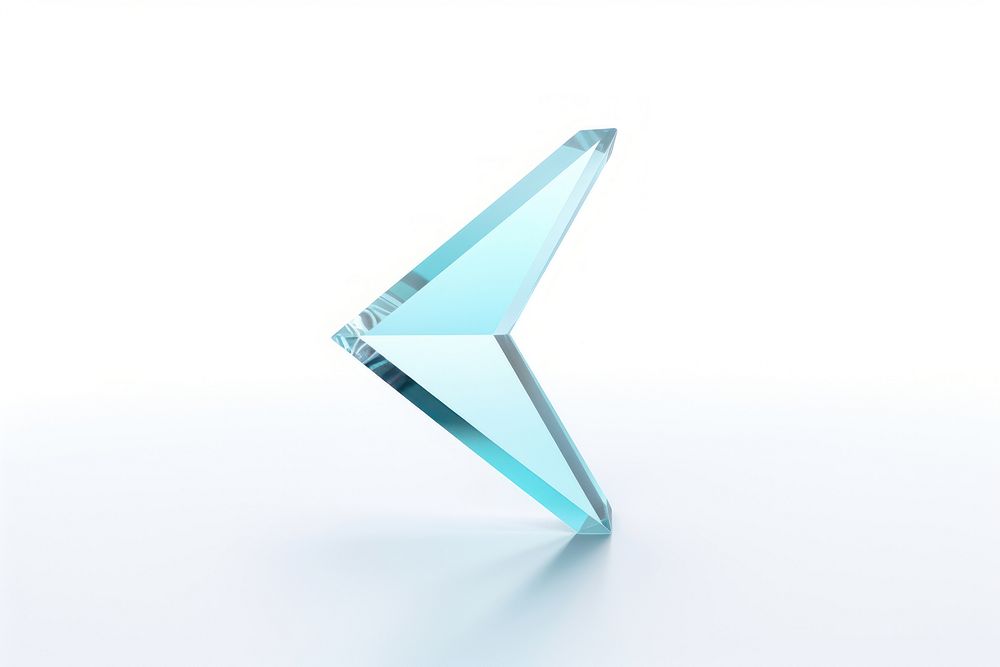 Arrow cursor transparent glass jewelry crystal white background.