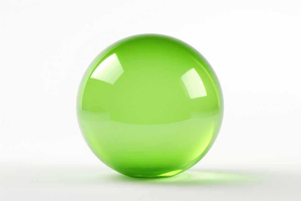 Green sphere transparent glass white background simplicity lighting.