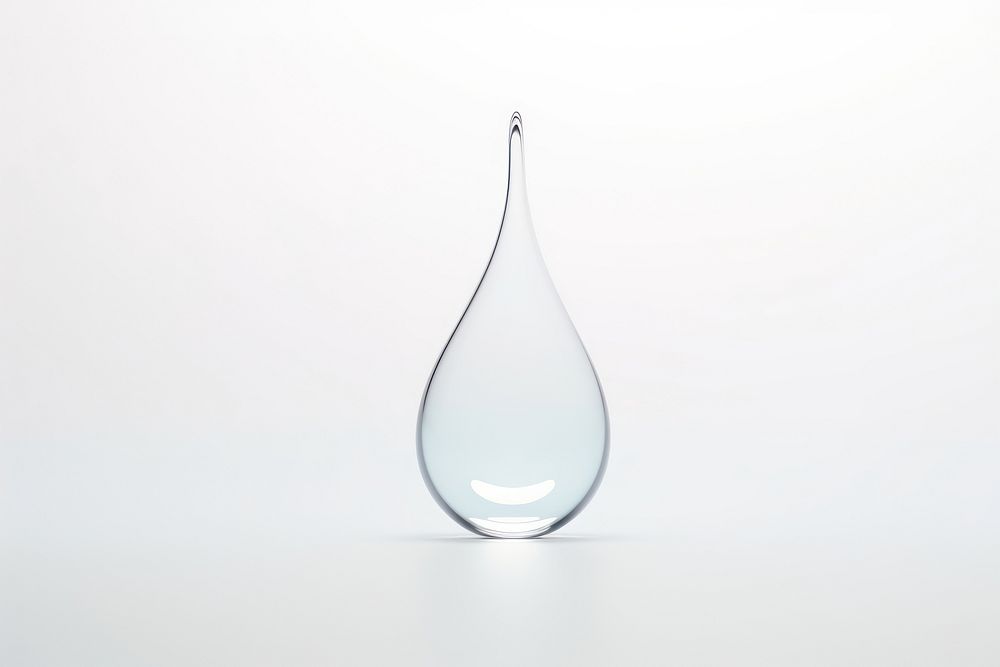 Fluid drop transparent glass vase white background electronics.