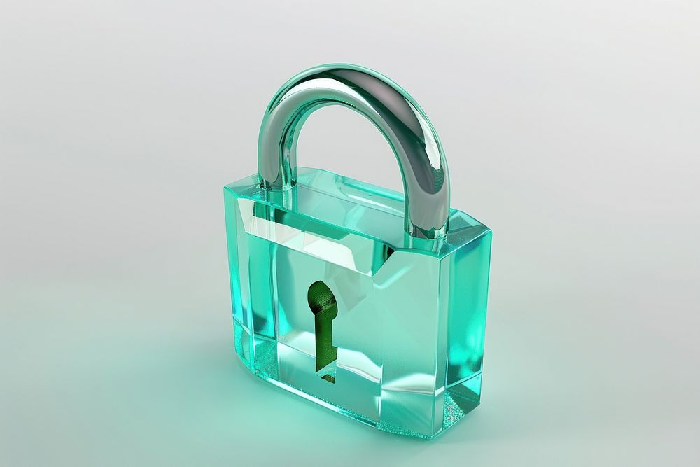 Lock transparent glass protection turquoise cosmetics.
