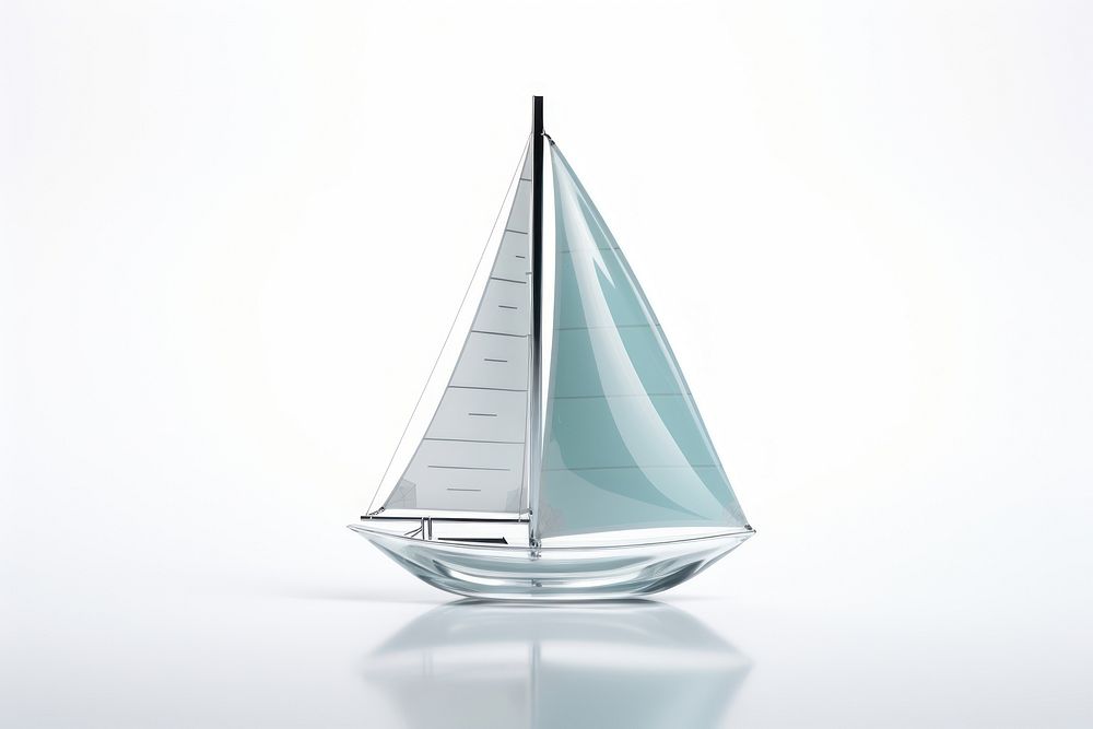 Sailing boat transparent glass watercraft sailboat vehicle.