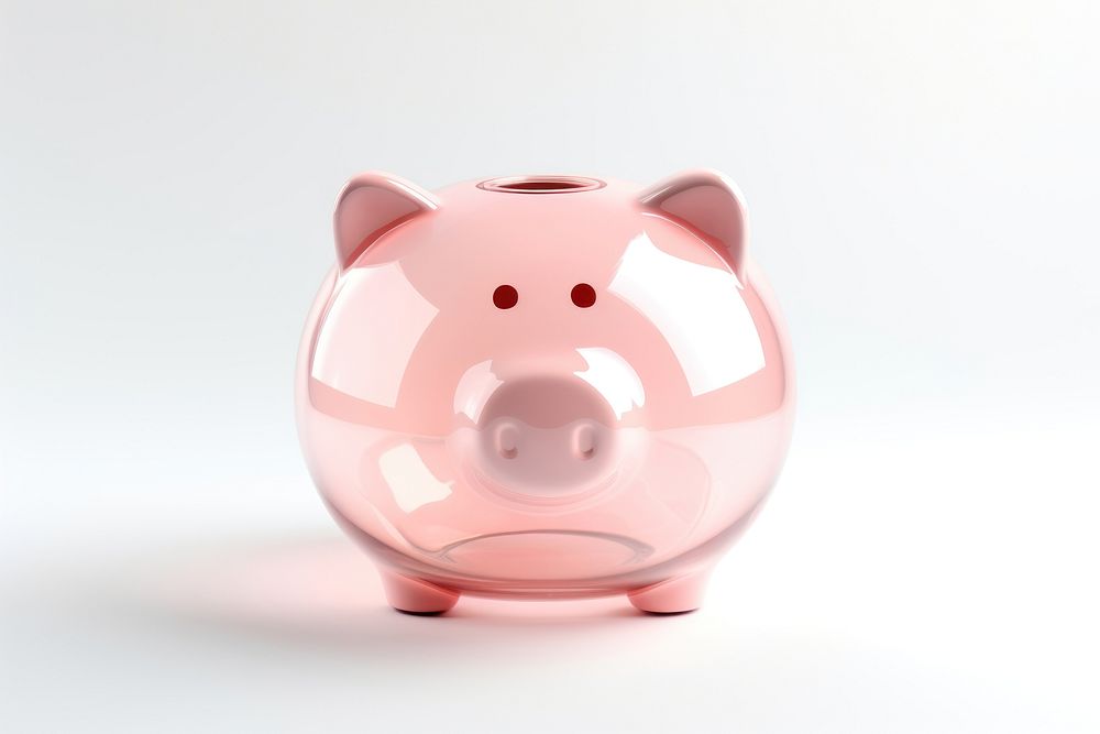Piggy bank transparent glass investment retirement currency.