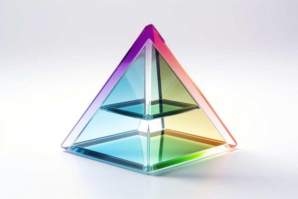 Prism transparent glass white background futuristic abstract.
