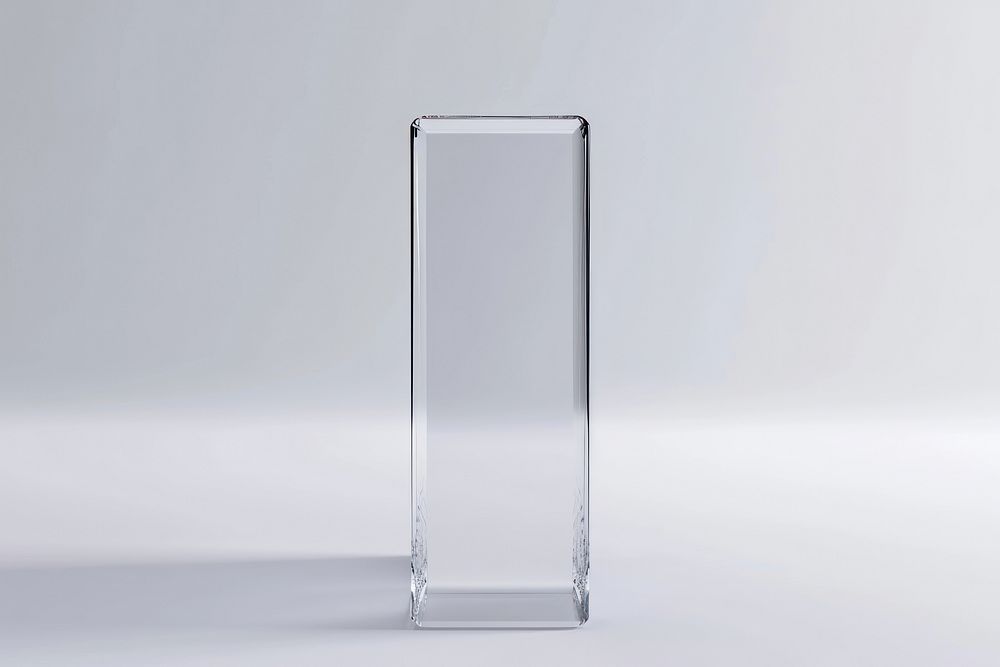 Rectangle glass vase white background.