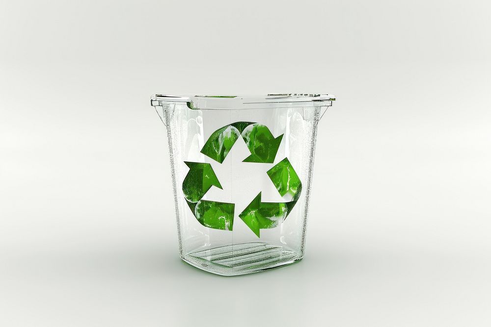 Recycle icon glass white background container.