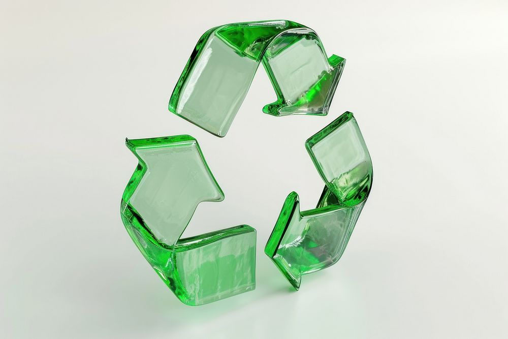 Recycle symbol gemstone jewelry white background.