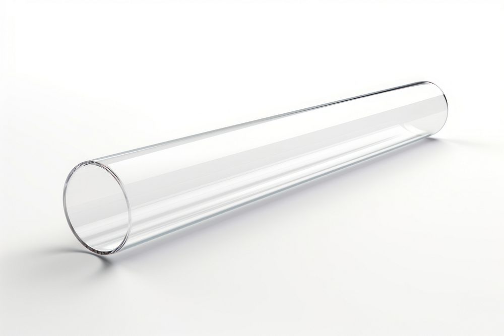 Tube transparent glass white background cylinder absence.