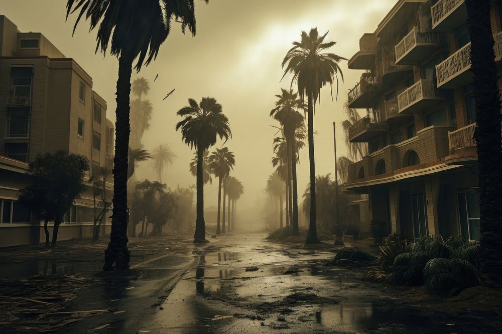 The palm trees storm outdoors nature.