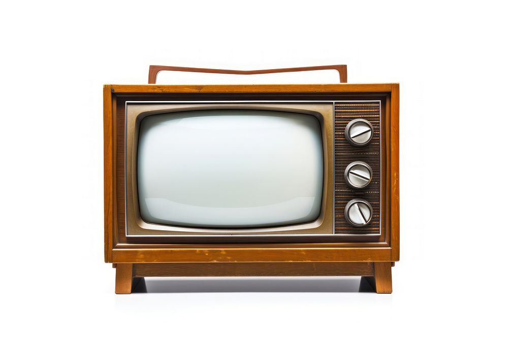 Vintage Television television screen white background.