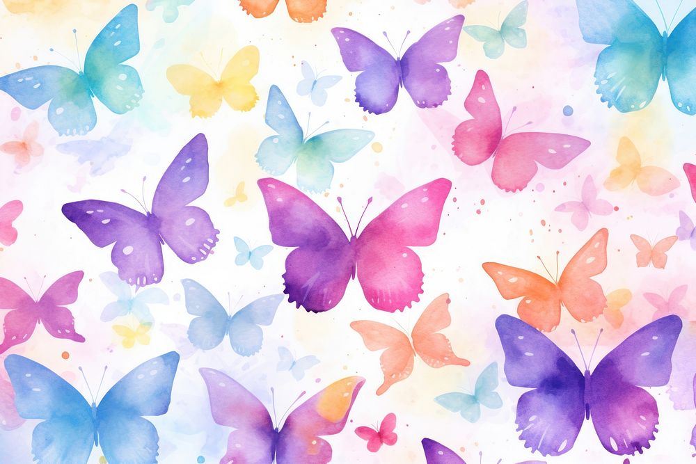 Watercolor colorful butterfly background backgrounds pattern purple.