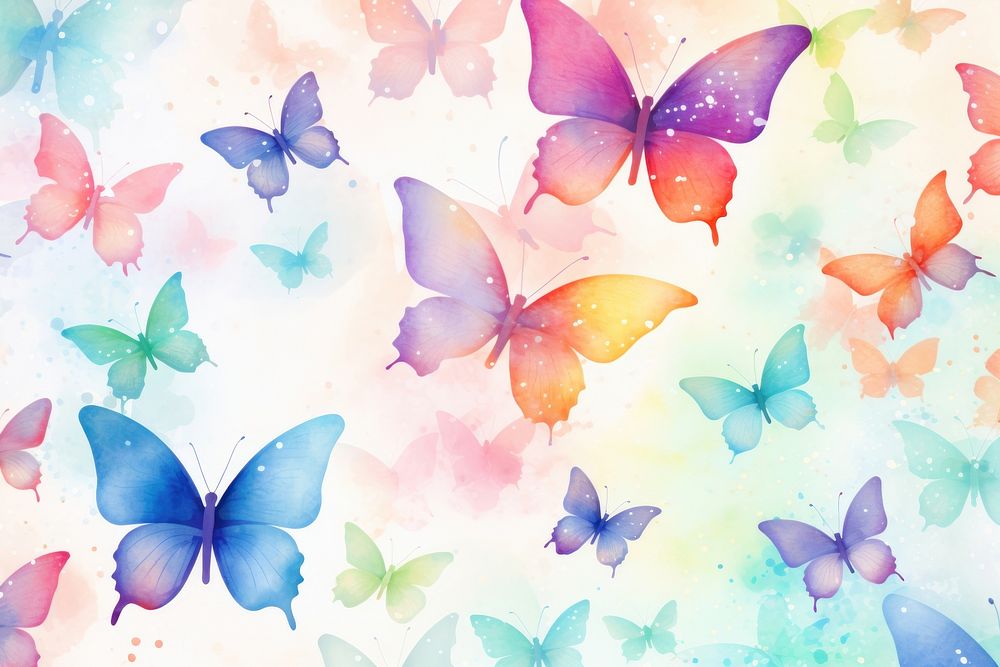 Watercolor colorful butterfly background backgrounds outdoors pattern.