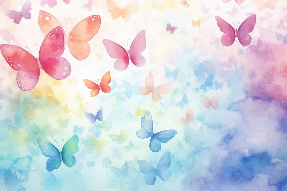 Watercolor colorful butterfly background backgrounds outdoors nature.