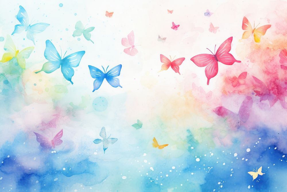 Watercolor colorful butterfly background backgrounds outdoors nature.