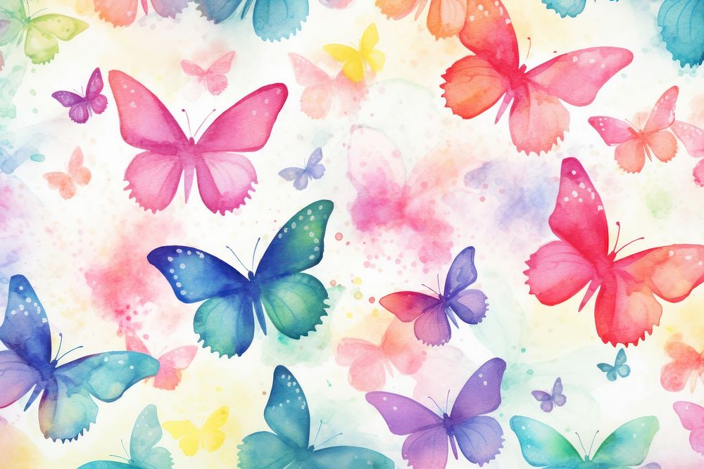 Watercolor colorful butterfly background backgrounds outdoors pattern.