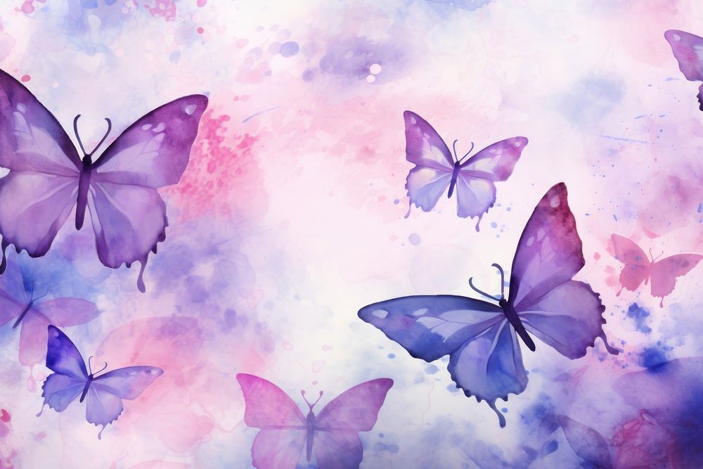 Watercolor colorful butterfly background purple backgrounds outdoors.