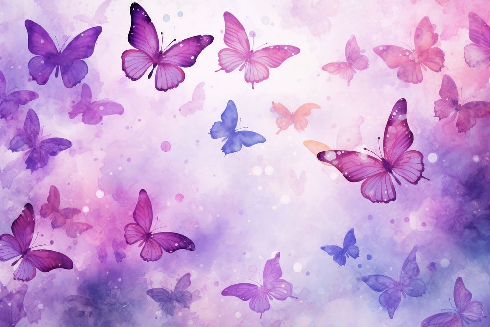 Watercolor colorful butterfly background purple backgrounds outdoors.