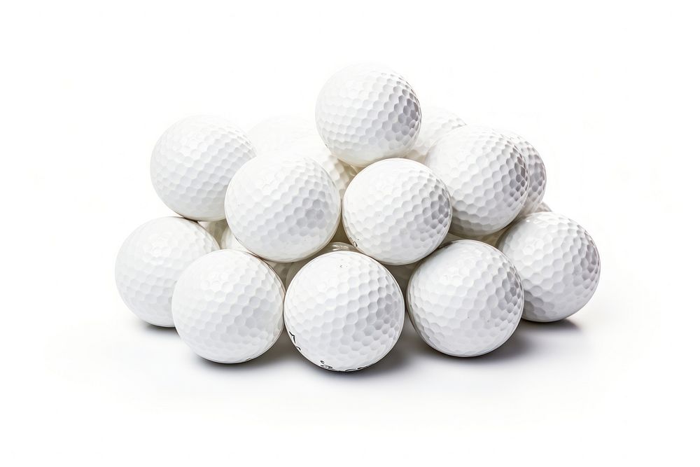 White golf balls sports white background recreation.