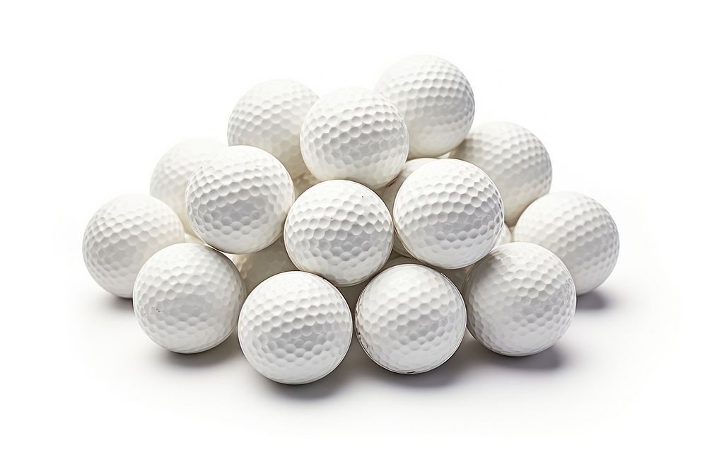 White golf balls sports pill white background.