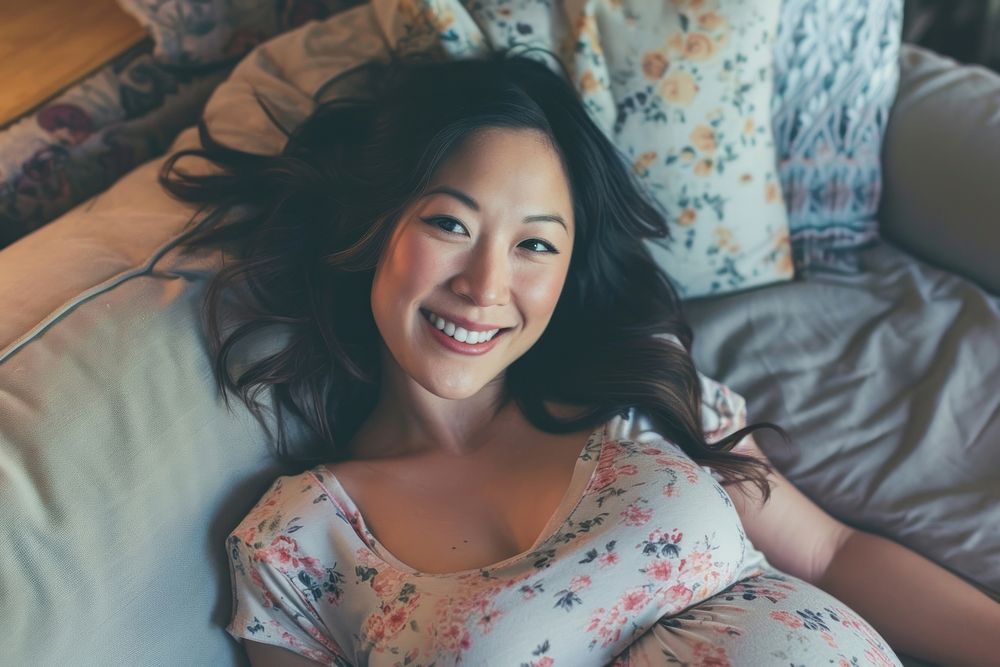 Pregnant asian woman smiling smile adult.