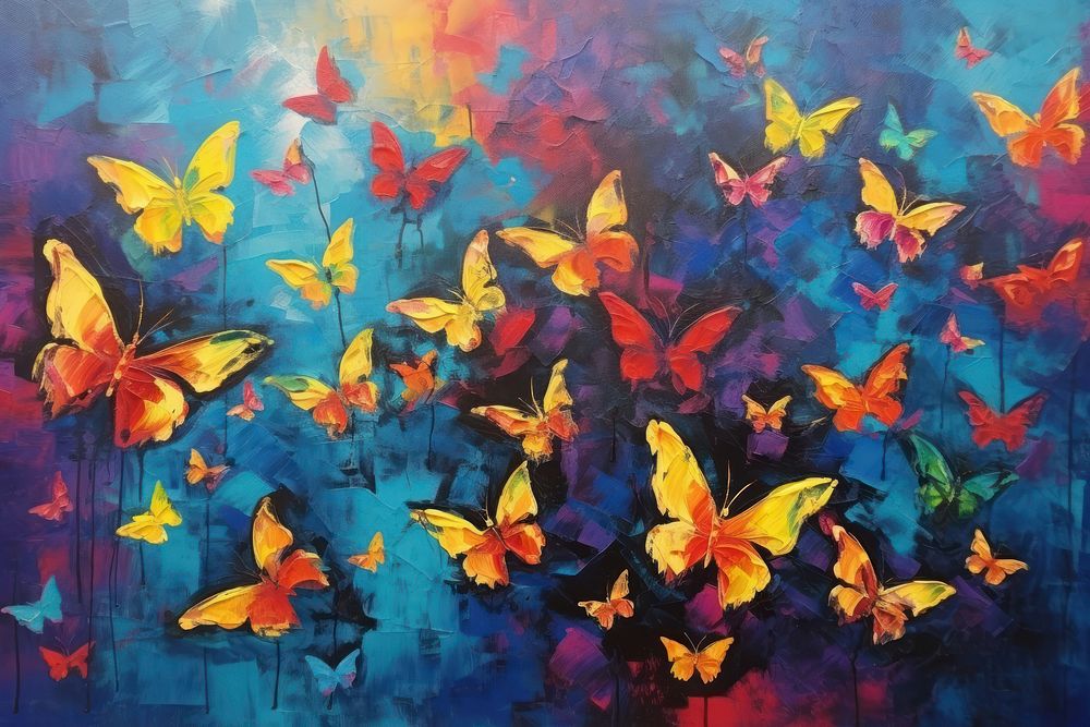 Acrylic paint butterflies background backgrounds painting flower.