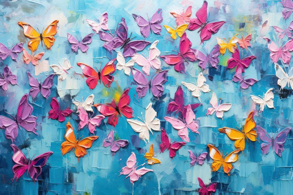 Acrylic paint butterflies background backgrounds painting art.