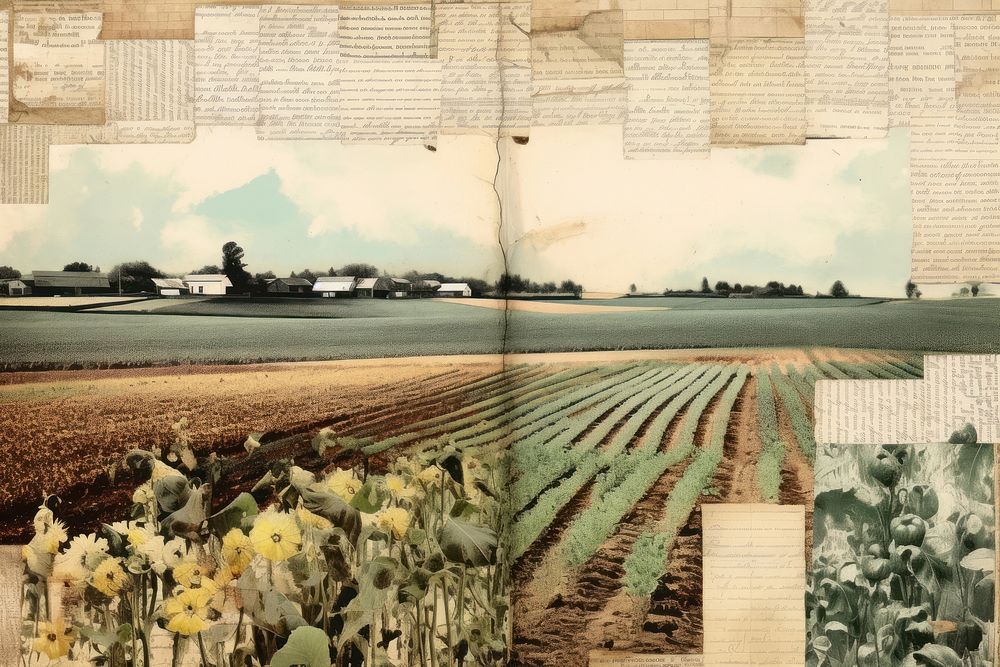 Agriculture fields farm outdoors collage.