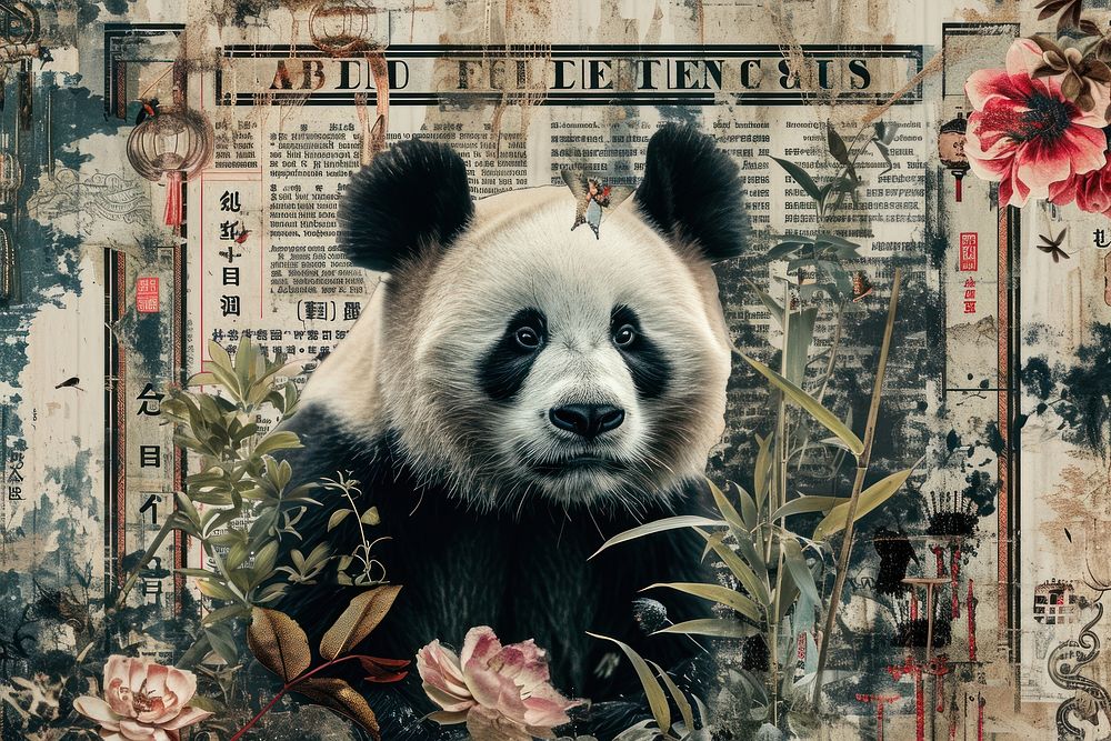 A panda wildlife collage animal.