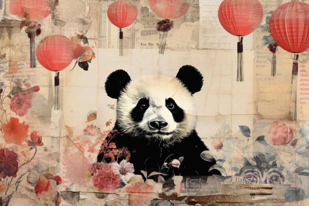 A panda painting collage animal.
