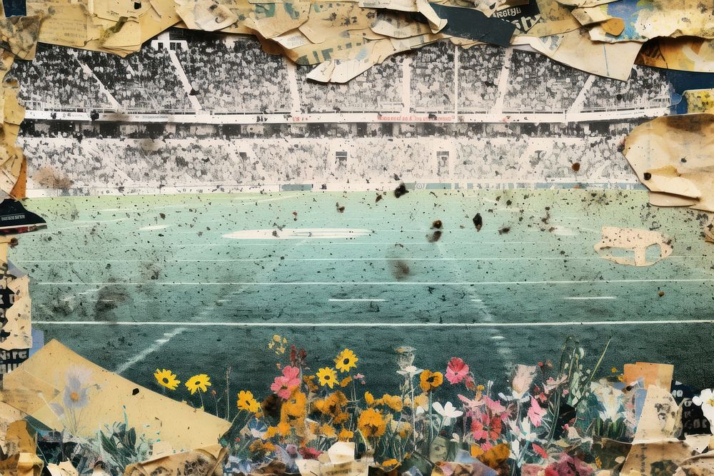 An American football field backgrounds collage flower.