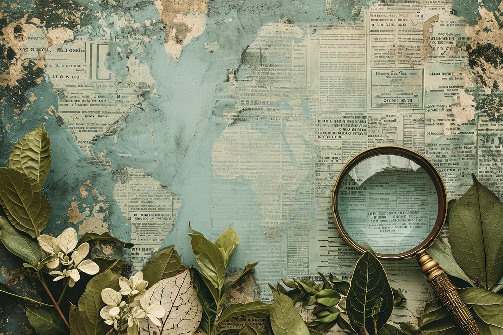 Magnifying glass plant backgrounds herbs.