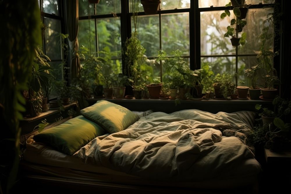 Bedroom plant furniture garden. AI generated Image by rawpixel.