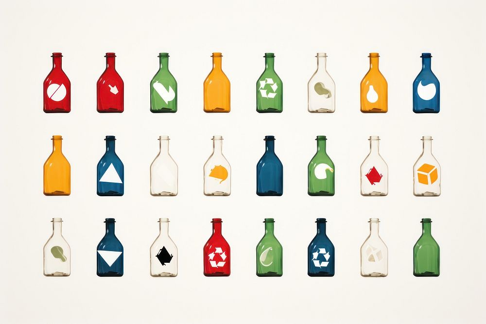 Bottle plastic Recycling Symbols glass drink wine.