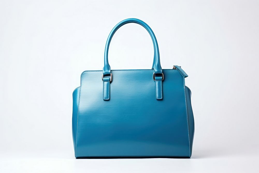 Blue leather handbag purse blue.