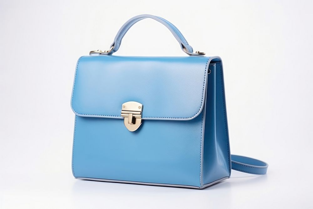 Blue leather handbag briefcase purse.