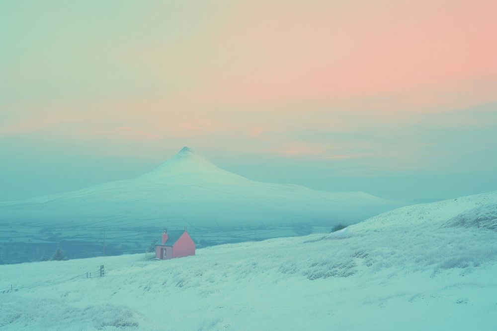  Isolated House on a Snowy Hill in Scotland background snow architecture outdoors. AI generated Image by rawpixel.