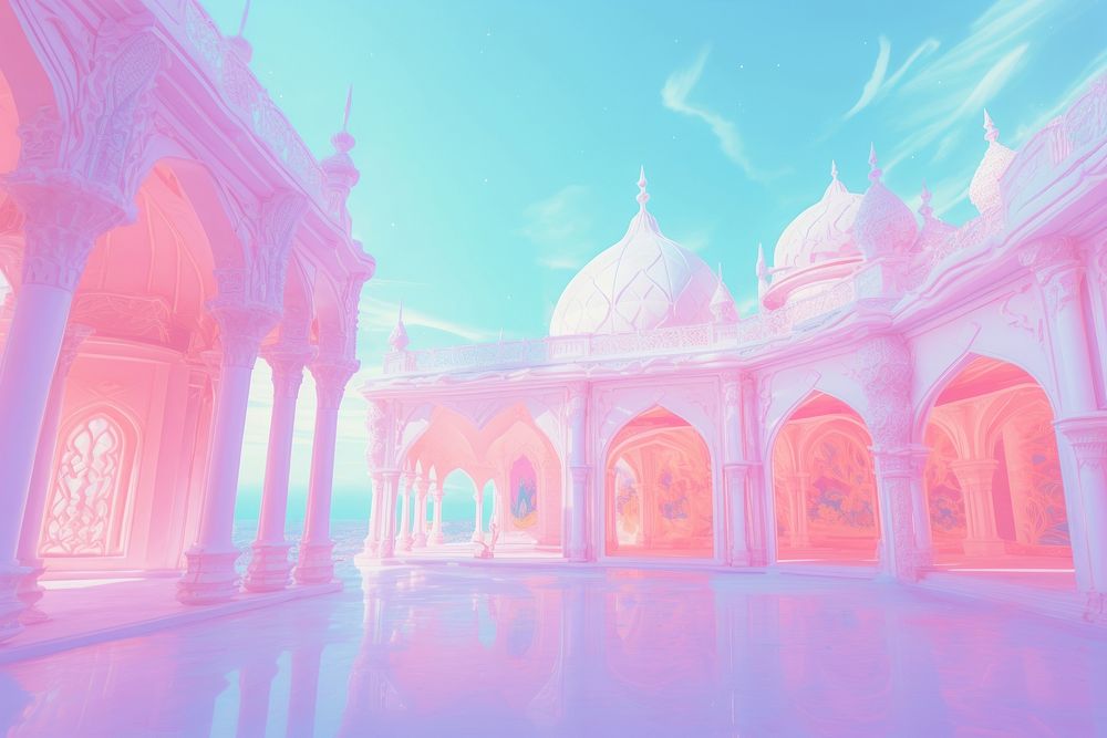  Inside a mosque with intricate designs background architecture building spirituality. AI generated Image by rawpixel.
