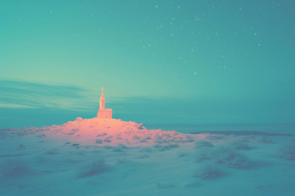  Night snow land architecture. AI generated Image by rawpixel.