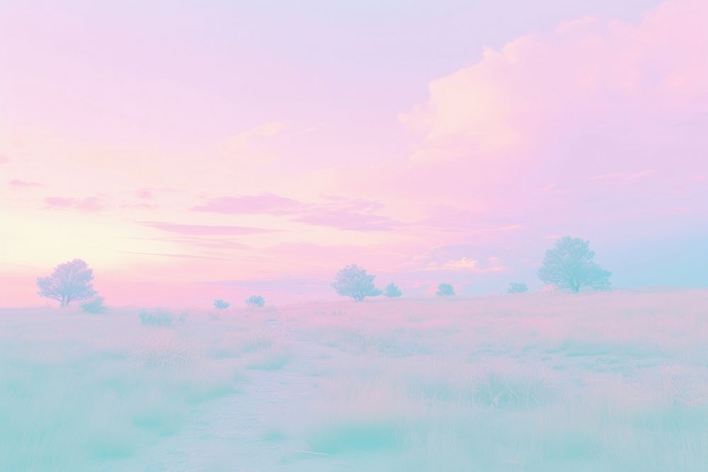  A Soft and calming grass and fog background landscape outdoors horizon. AI generated Image by rawpixel.